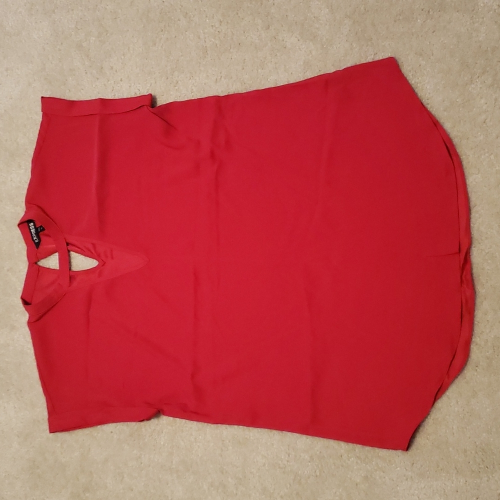 Red, short sleeve blouse